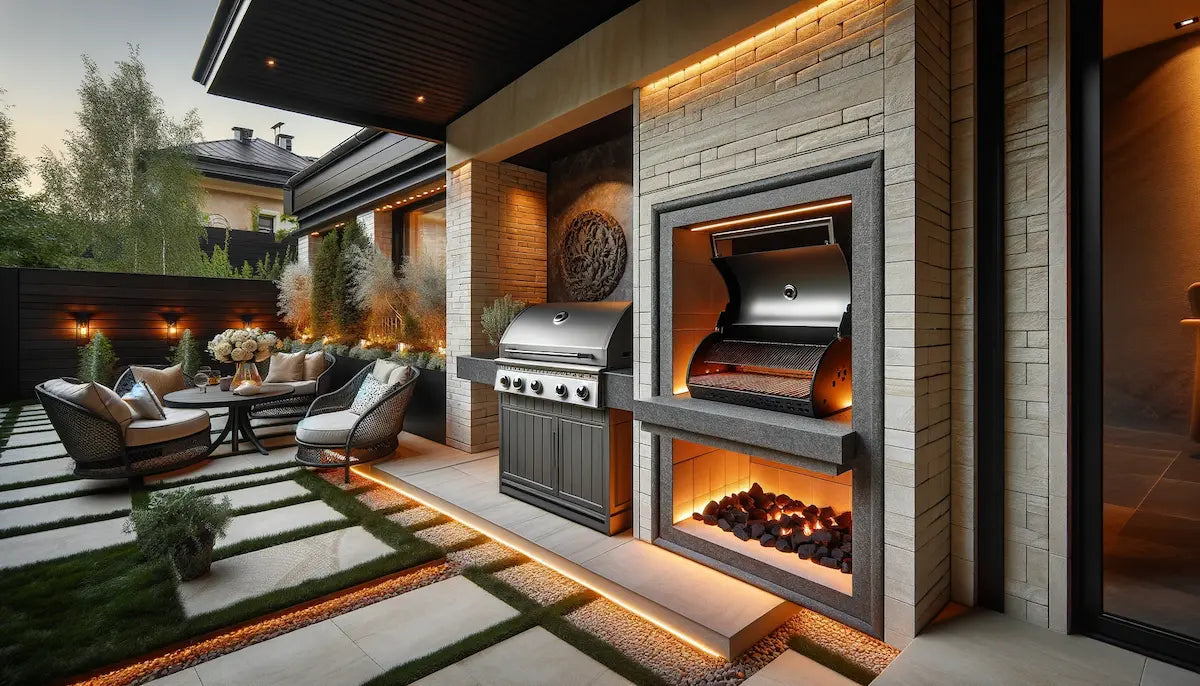 Built-in charcoal grill