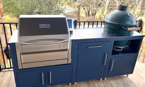 Grilled sausages and vegetables being cooked over flame