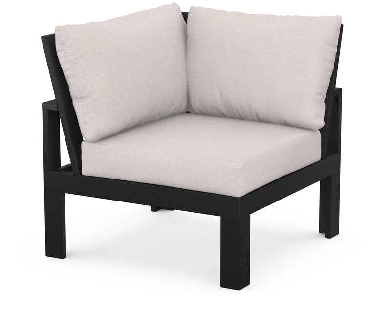 Polywood: Modular Corner Chair in Black / Dune Burlap