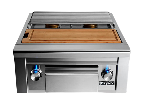 Lynx Pro: Double Side Burner w/ Maple Cutting Board & Drawer