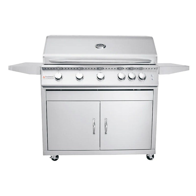 Renaissance:  40" Premier Freestanding Grill W/ Rear Burner & Blue LEDs - Propane