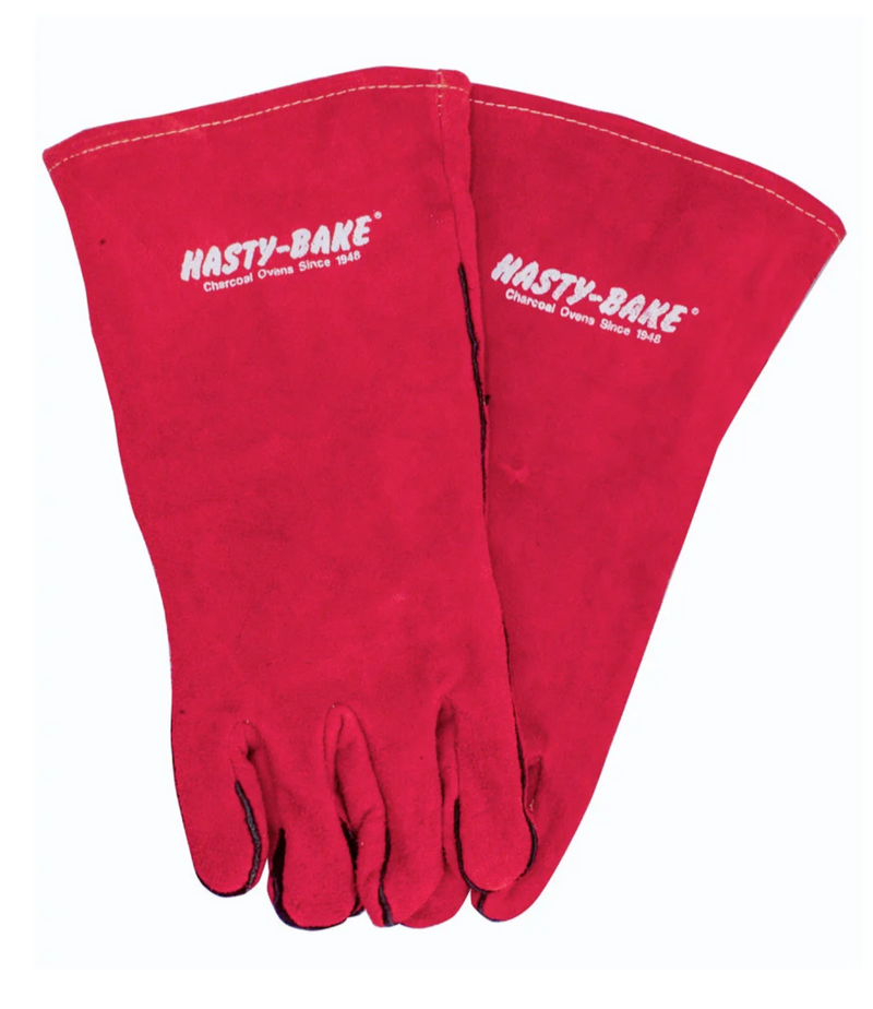 Hasty Bake: Red Leather Grilling Gloves