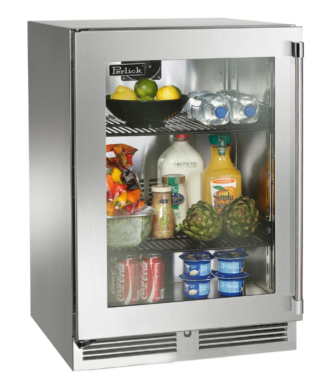 Perlick: Signature Series 24" Glass Door Refrigerator- Marine Grade