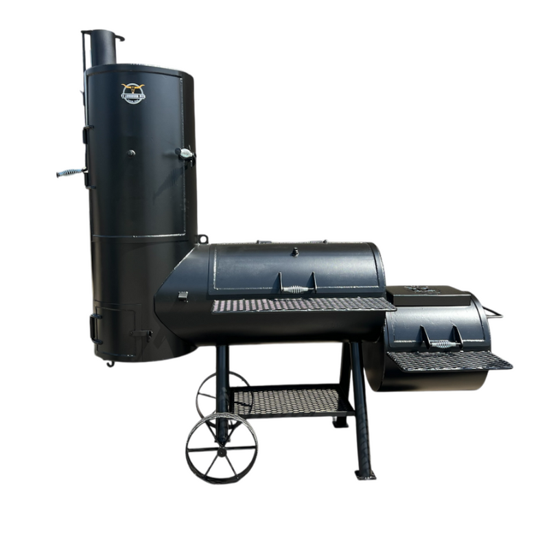 Texas Longhorn BBQ Pits: 20" Single Lid Verticle Smoker with Side Firebox