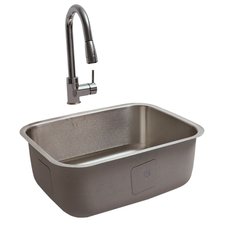 Renaissance: Stainless Undermount Sink with Pull Down Faucet - 18 x 23