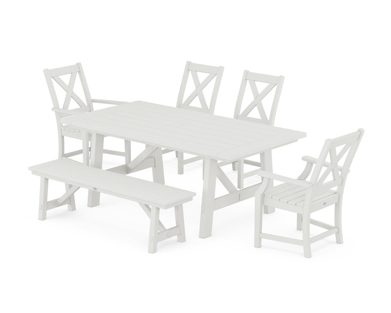 Polywood: Braxton 6-Piece Rustic Farmhouse Dining Set With Trestle Legs