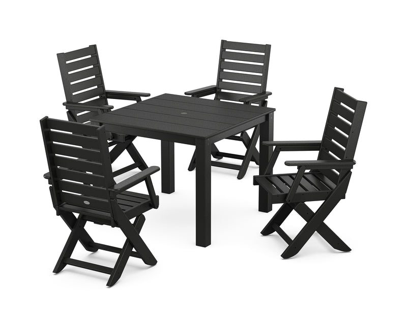 Polywood: Captain Folding Chair 5-Piece Parsons Dining Set
