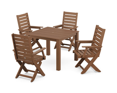 Polywood: Captain Folding Chair 5-Piece Parsons Dining Set