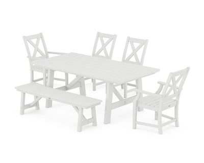 Polywood: Braxton 6-Piece Rustic Farmhouse Dining Set With Trestle Legs