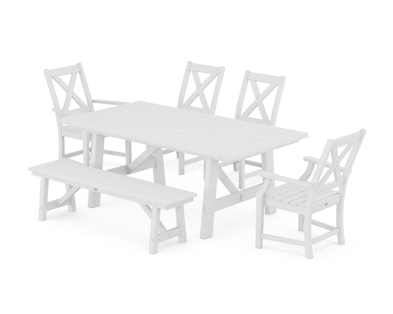 Polywood: Braxton 6-Piece Rustic Farmhouse Dining Set With Trestle Legs