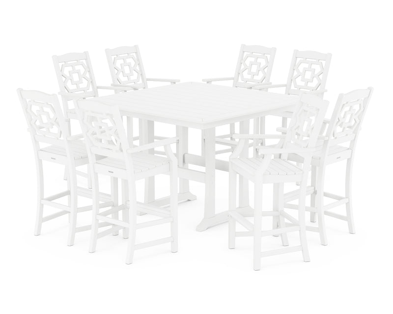 Polywood: Chinoiserie 9-Piece Square Bar Set with Trestle Legs