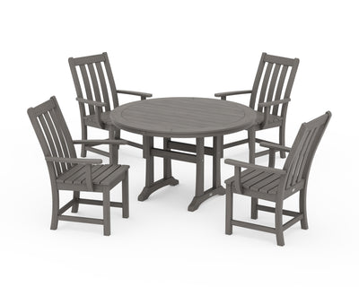 Polywood: Vineyard 5-Piece Round Dining Set with Trestle Legs