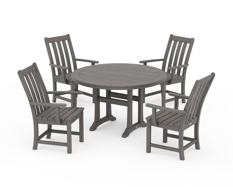 Polywood: Vineyard 5-Piece Round Dining Set with Trestle Legs