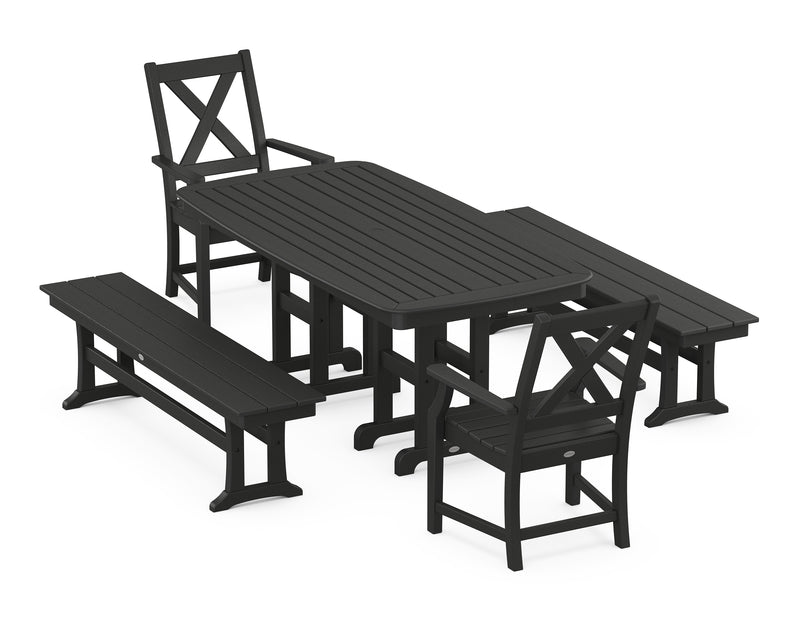 Polywood: Braxton 5-Piece Dining Set with Benches