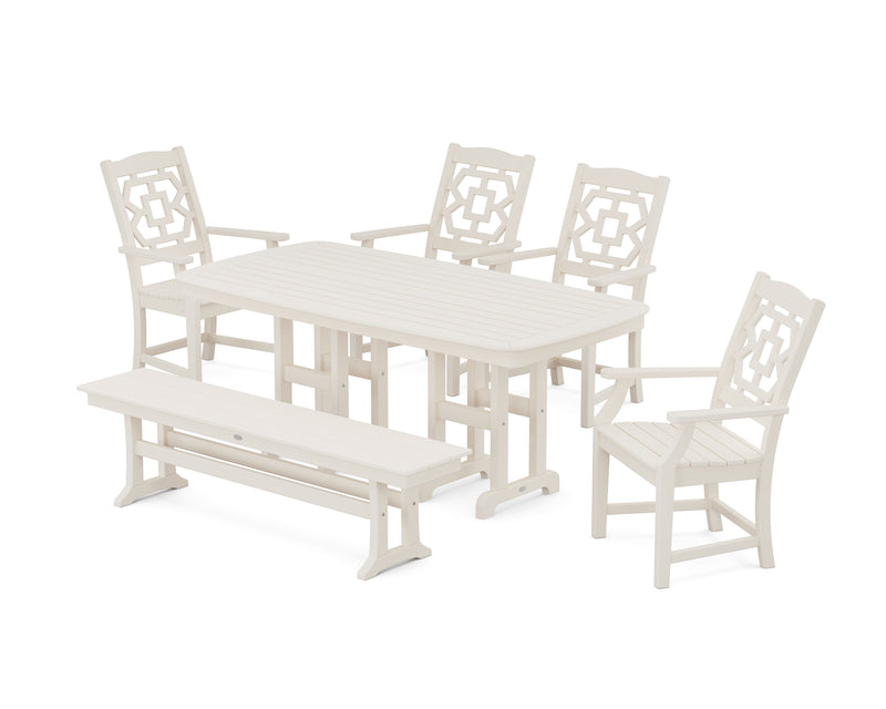 Polywood: Chinoiserie 6-Piece Dining Set with Bench