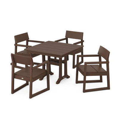 Polywood: Edge 5-Piece Farmhouse Dining Set w/ Trestle Legs