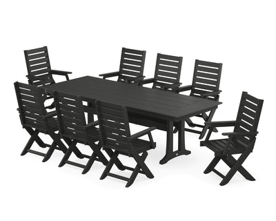 Polywood: Captain 9-Piece Farmhouse Dining Set with Trestle Legs