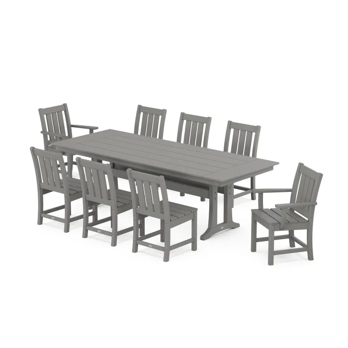 Polywood: Oxford 9-Piece Farmhouse Dining Set with Trestle Legs