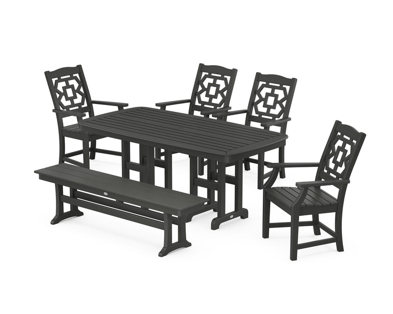 Polywood: Chinoiserie 6-Piece Dining Set with Bench