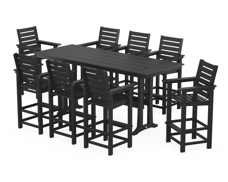 Polywood: Captain 9-Piece Farmhouse Bar Set with Trestle Legs