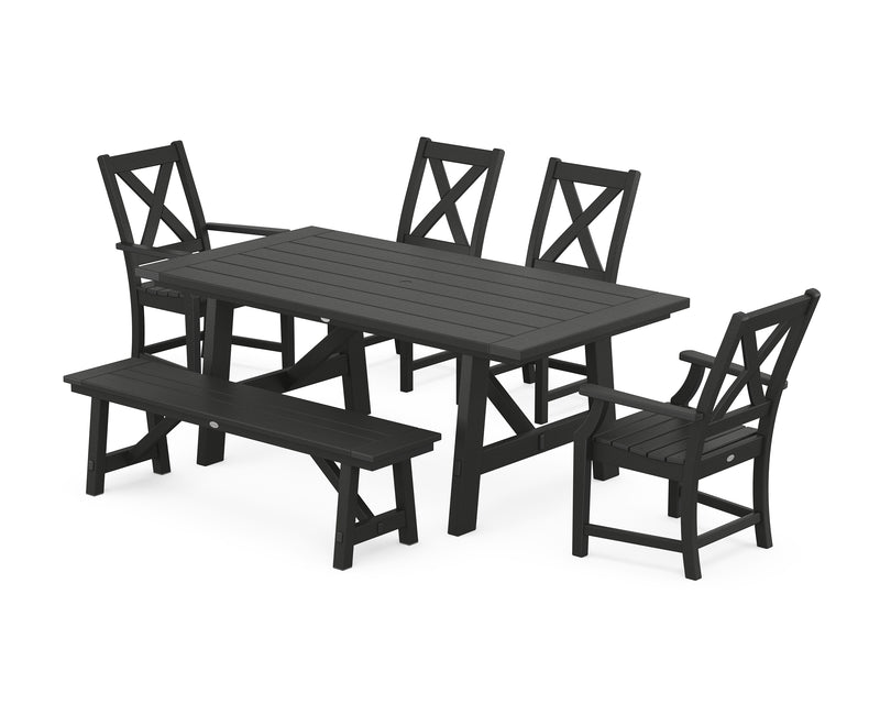 Polywood: Braxton 6-Piece Rustic Farmhouse Dining Set With Trestle Legs