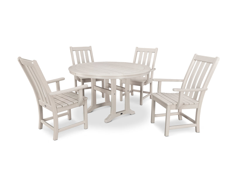 Polywood: Vineyard 5-Piece Round Dining Set with Trestle Legs