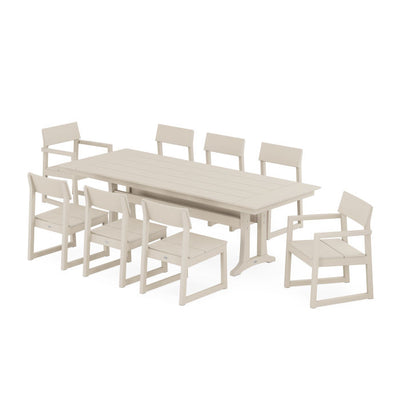 Polywood: EDGE 9-Piece Farmhouse Dining Set with Trestle Legs