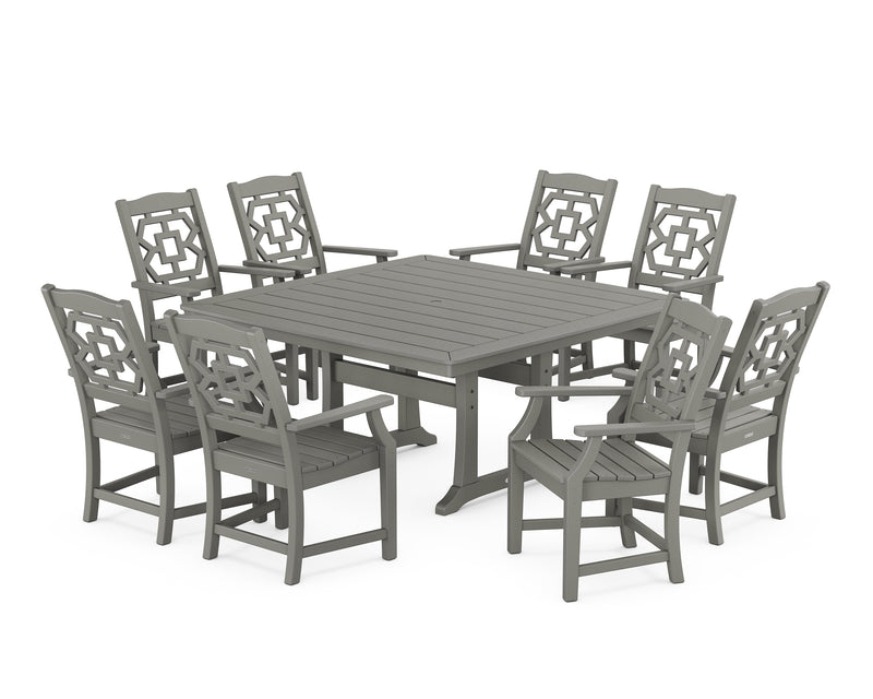 Polywood: Chinoiserie 9-Piece Square Dining Set with Trestle Legs