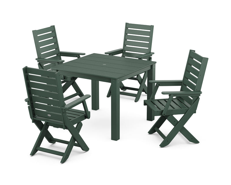 Polywood: Captain Folding Chair 5-Piece Parsons Dining Set