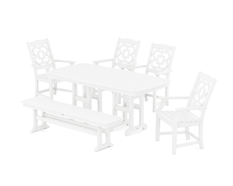 Polywood: Chinoiserie 6-Piece Dining Set with Bench