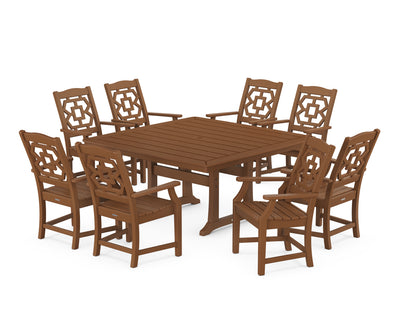 Polywood: Chinoiserie 9-Piece Square Dining Set with Trestle Legs