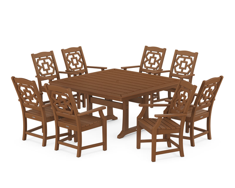 Polywood: Chinoiserie 9-Piece Square Dining Set with Trestle Legs
