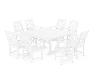 Polywood: Chinoiserie 9-Piece Square Dining Set with Trestle Legs