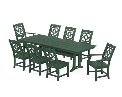 Polywood: Chinoiserie 9-Piece Farmhouse Dining Set with Trestle Legs
