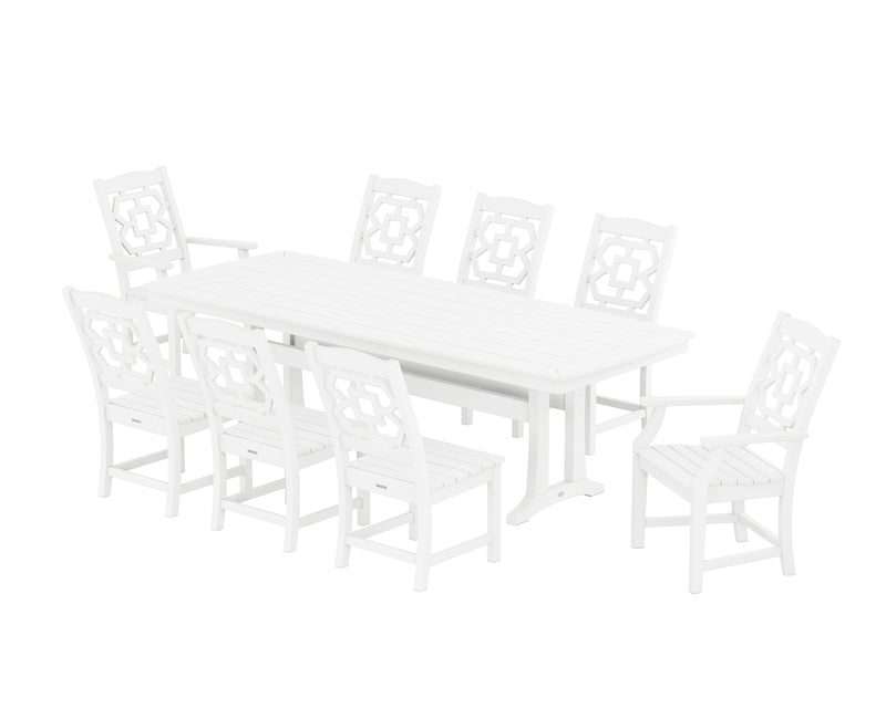 Polywood: Chinoiserie 9-Piece Dining Set with Trestle Legs