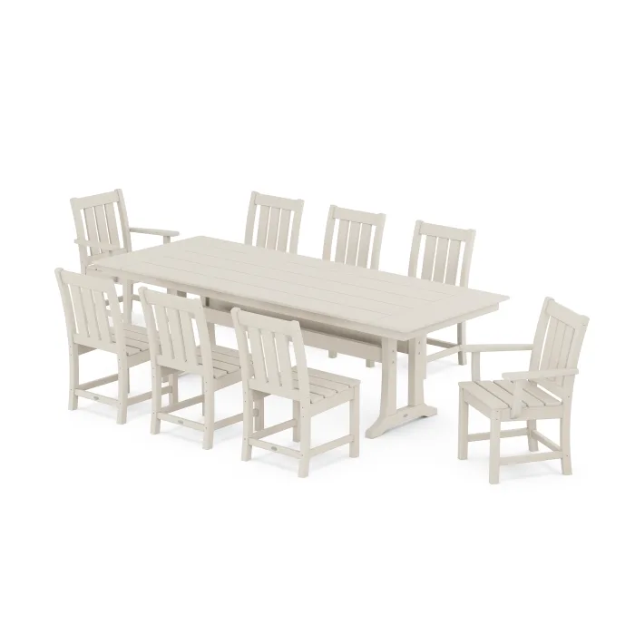 Polywood: Oxford 9-Piece Farmhouse Dining Set with Trestle Legs