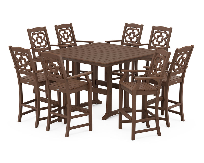 Polywood: Chinoiserie 9-Piece Square Bar Set with Trestle Legs
