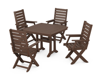 Polywood: Captain Folding Chair 5-Piece Dining Set with Trestle Legs