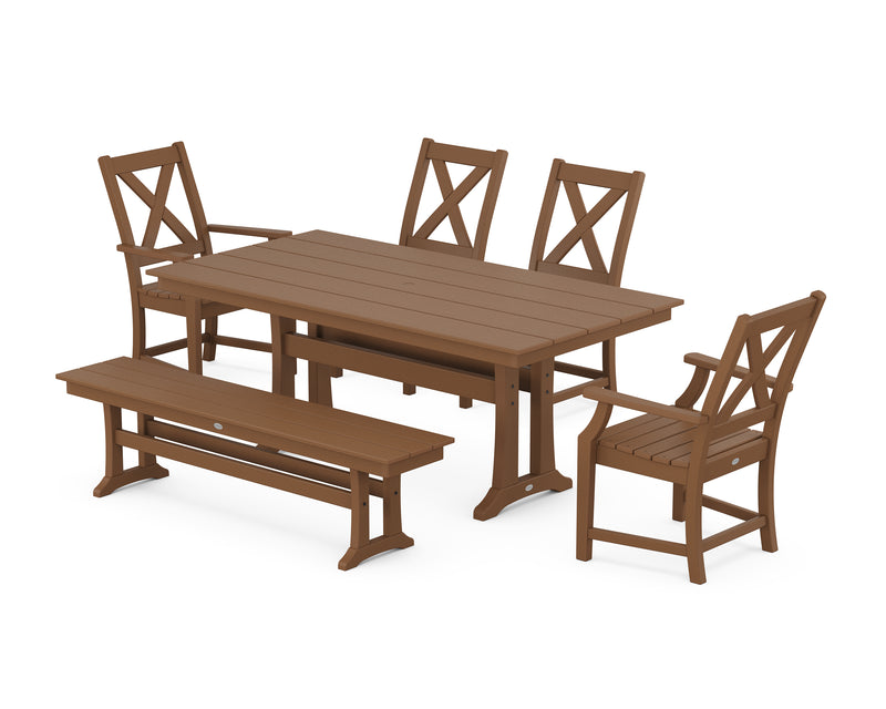 Polywood: Braxton 6-Piece Farmhouse Dining Set With Trestle Legs