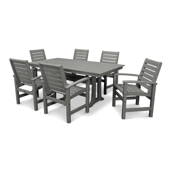 Polywood: Signature 7-Piece Farmhouse Dining Set with Trestle Legs