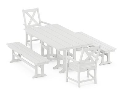 Polywood: Braxton 5-Piece Farmhouse Dining Set with Benches