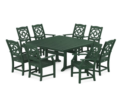 Polywood: Chinoiserie 9-Piece Square Dining Set with Trestle Legs