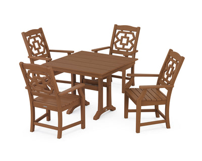 Polywood: Chinoiserie 5-Piece Farmhouse Dining Set with Trestle Legs