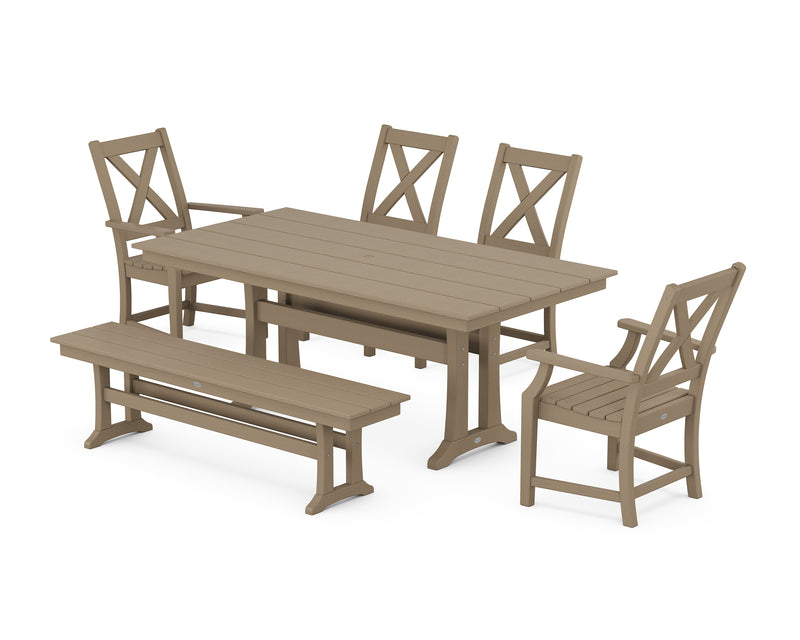 Polywood: Braxton 6-Piece Farmhouse Dining Set With Trestle Legs