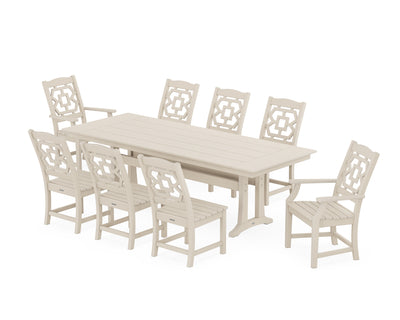 Polywood: Chinoiserie 9-Piece Farmhouse Dining Set with Trestle Legs