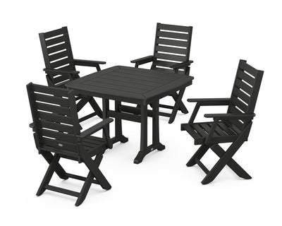 Polywood: Captain Folding Chair 5-Piece Dining Set with Trestle Legs