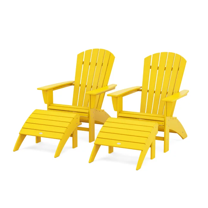 Polywood: Nautical Curveback Adirondack Chair 4-Piece Set w/ Ottomans