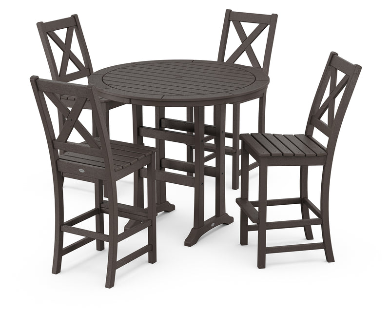 Polywood: Braxton 5-Piece Nautical Trestle Arm Chair Bar Set
