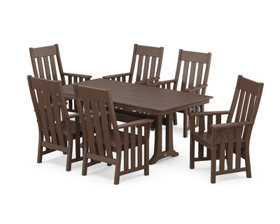 Polywood: Acadia Arm Chair 7-Piece Farmhouse Dining Set with Trestle Legs