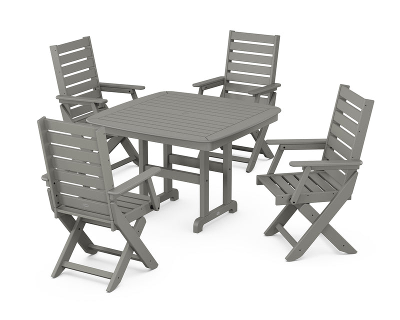 Polywood: Captain Folding Chair 5-Piece Dining Set with Trestle Legs